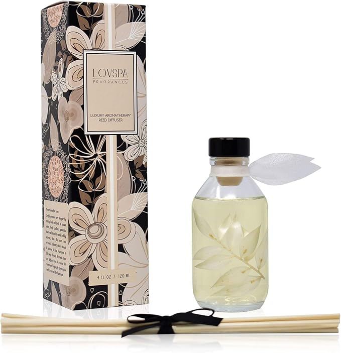LOVSPA Coconut & Eucalyptus Reed Diffuser Set - Reed Diffusers for Home with Long Lasting Fragrance - Non-Toxic Oil Reed Diffuser - Made in The USA