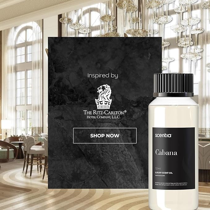 Hotel Diffuser Oil Inspired by The Ritz Carlton Hotel Scent - 500 ml 16.9 fl oz - Fragrance Oil Blend Jasmine, Bergamot & Fresh Marine Notes for Aromatherapy Diffusers and Humidifiers - Cabana