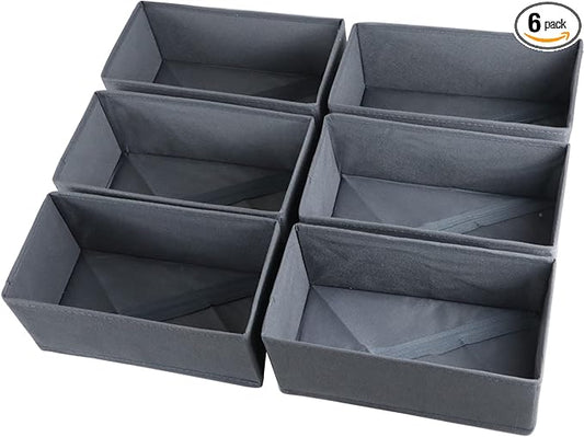KIKILIE 6 Pack Foldable Clothing Organizers, Multi-purpose Drawer Dividers for Shirts, Bra, Socks and Panties (DD5250)