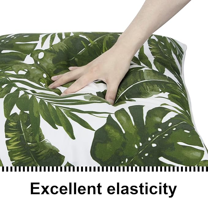 Deep Seat Cushions, Outdoor Cushions, Patio Furniture Cushions, Deep Seat & Back Cushion Patio Cushions with Rmoveable Cover for Backyard Couch Sofa Fade Resistant (19x19x3 in, Green Leaves)