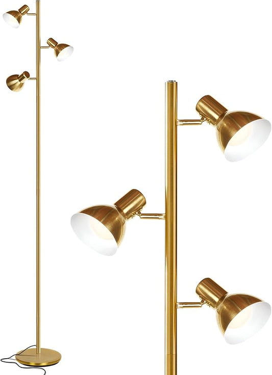 Brightech Ethan Dimmable Floor Lamp for Bedroom Reading & Living Room Decor - Modern LED Tall Tree Lamp for Offices - Brass