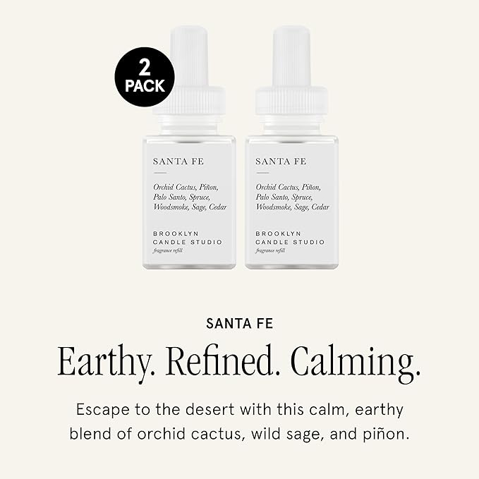 Pura & Brooklyn Candle Studio Home Scent Refill - Smart Home Air Diffuser - Up to 120-Hours of Luxury Fragrance per Vial - Clean & Safe Diffuser Fragrance - 2 Pack, Santa Fe