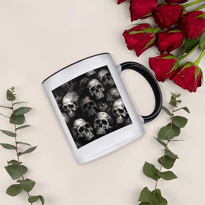 Mugs for Women, Coffee Cups Ceramic Mug, Skulls Head Tea Cups with Handle for Men, 11.2oz Ceramic Coffee Cup for Home Unique Coffee and Tea Mug Aesthetics