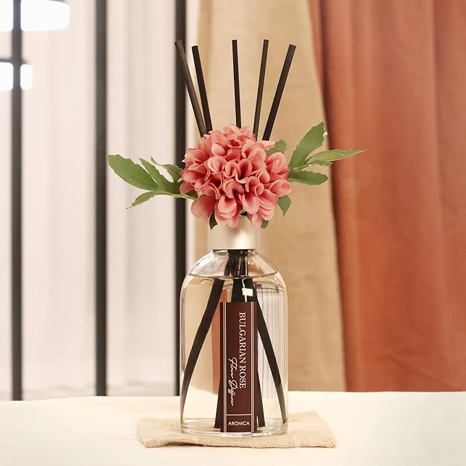 Aronica Flower Air Fresheners For Home, Sweet Rose Scent Room Non Plug In, Desk Reed Diffuser, Pink Air Freshener For Bathroom