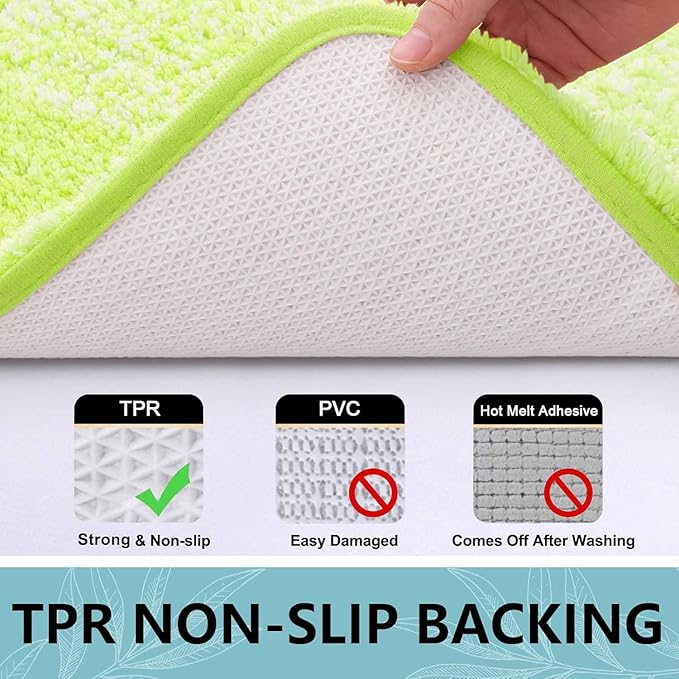 Arotive Microfiber Bathroom Rugs, Shaggy Soft and Absorbent Bath Rug, Non-Slip, Thick Plush Machine Washable Dry Bath Mats for Bathroom, Tub and Shower, 24x16, Light Green