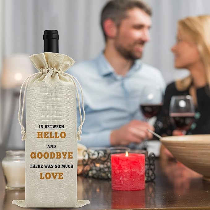 Coworker Leaving Gifts Retirement Gift for Coworker Funny Wine Bags New Job Gift Going Away Gift for Women Men Reusable Wine Gift Bag Friendship Farewell Gift for Friend Colleague Burlap Wine Wrap Bag