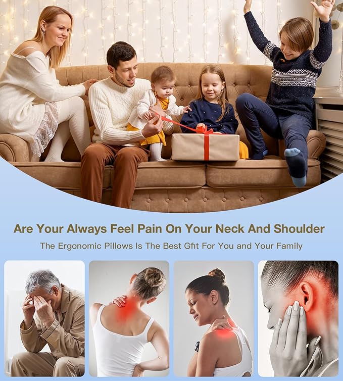 Cervical Pillow for Neck and Shoulder Pain Relief,Ergonomic Pillow Cozy Sleeping,Contour Pillows/Memory Foam Bed Pillow for Side,Back and Stomach Sleepers (White+Grey)