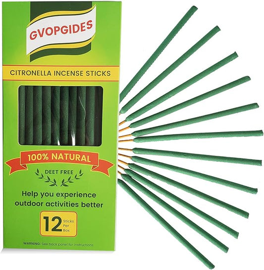 Large Citronella Incense Sticks 12 Pieces per Box, Made from Natural Plants, Suitable for Outdoors, by The Pool, in The Yard
