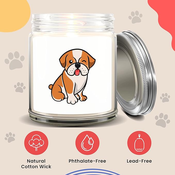 1OAK Lavender Scented Candles - Dog Mom Gifts for Women (Bulldog)