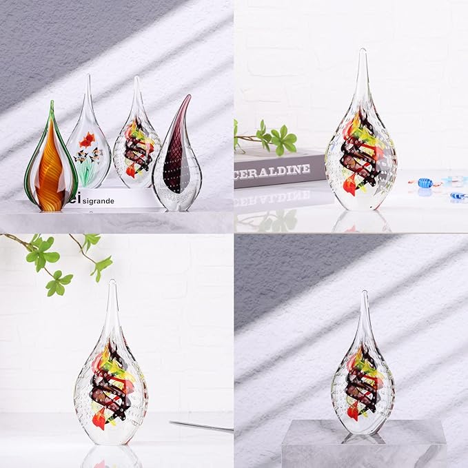 DOVDOV Hand-Blown Glass Sculpture, Stained Creative Glass Art Collection Statue, Unique Mediterranean Decorative Glass, Suitable for Office, Bookshelf, Living Room Coffee Table, Mantelpiece Filling