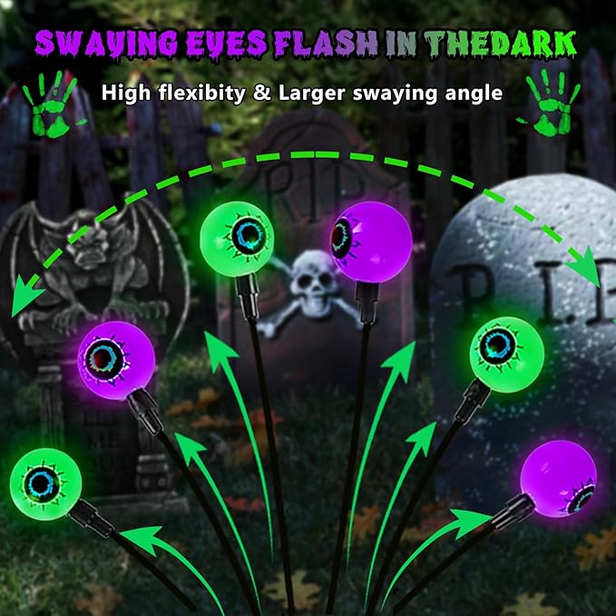 LORRYTE 6 Pack LED Solar Lights Outdoor Pathway, Solar Garden Lights Green and Purple, Soalr Light Outdoor Waterproof for Patio, Yard, Garden Decor(Purple and Green)