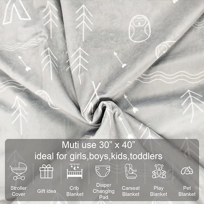 Baby Blanket for Boys Girls (Tent Printed, 30"x40") with Double Layer Dotted Backing Soft Plush Minky Blanket for Toddlers Newborn