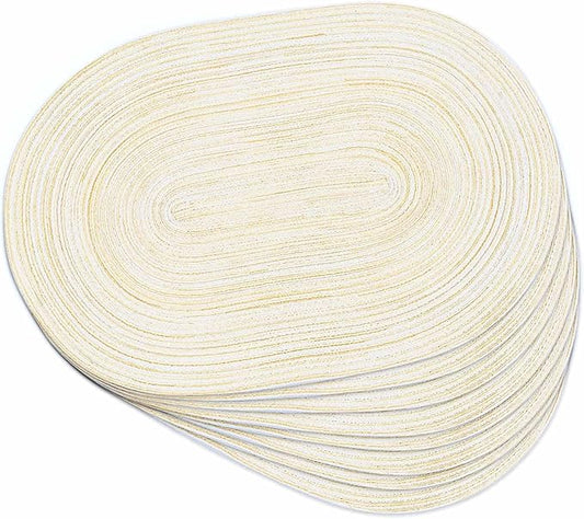 Noctiflorous Oval Braided Placemats Set of 8 Woven 12x18 Inch Non Slip Washable Heat Resistant Place Mats Round Tablemats for Dining Kitchen Party Daily Table Decor Dinner Mats (11 Beige, 8)