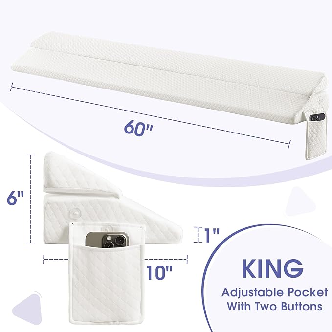 Bed Wedge Pillow for Headboard - Wedge Pillow Headboard King(76"x10"x6") - Foldable Bed Gap Filler/Headboard Pillow/Mattress Wedge - Fill Gap (0-8") Between Headboard and Mattress - Cream
