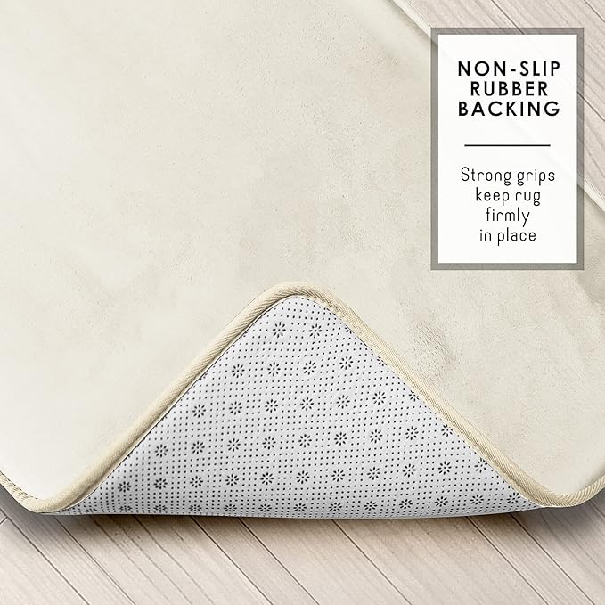 Clara Clark Bathroom Rugs, Velvet Memory Foam Bath Mat, Non-Slip, Machine Washable Bath Rugs - Dries Quickly, Ultra Soft Plush Bath Mats for Bathroom, 17 x 24, Solid White
