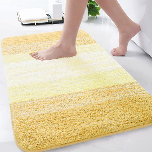 Arotive Microfiber Bathroom Rugs, Shaggy Soft and Absorbent Bath Rug, Non-Slip, Thick Plush Machine Washable Dry Bath Mats for Bathroom, Tub and Shower, 30x20, Light Yellow