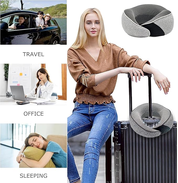 FAGOBYX Travel Pillow,Neck Pillow for Traveling,Airplane Pillow Flight Pillow,360° Travel Neck Pillows for Airplanes,Travel Neck Pillows for Airplanes,Travel Pillow,Neck Pillow (Black)