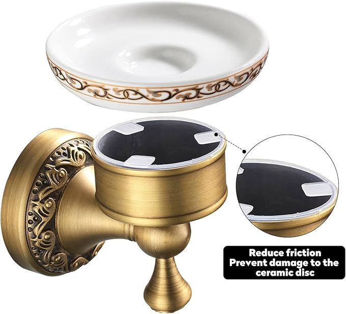 Leyden Shower Soap Dish, Antique Brass Dish Soap Holder Luxury Art Engraved Wall Mount Bathroom Hardware