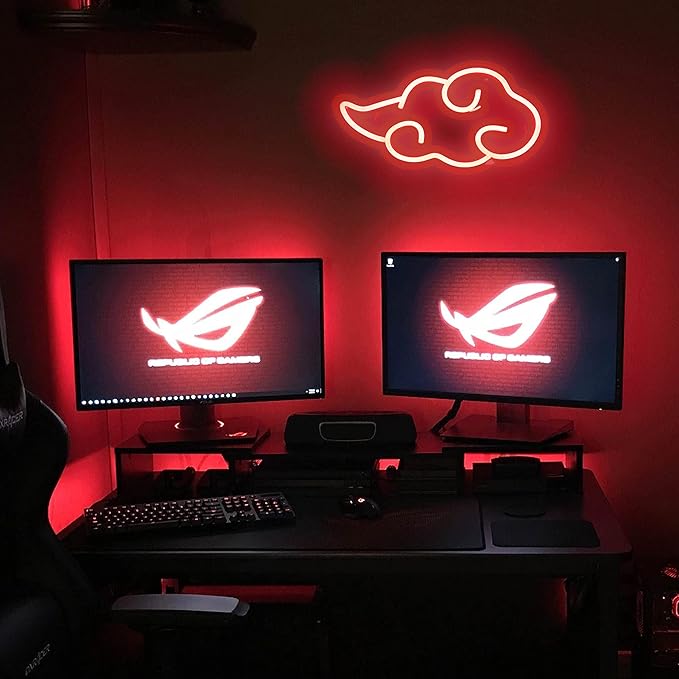 Dleouly Anime Neon Sign, LED Red Cloud Neon Signs for Wall Decor, Dimmable Gaming Neon Sign Wall Signs USB Night Neon Light for Bedroom Game Room Man Cave Party, Gifts for Your Son, Boyfriend(12x7in)