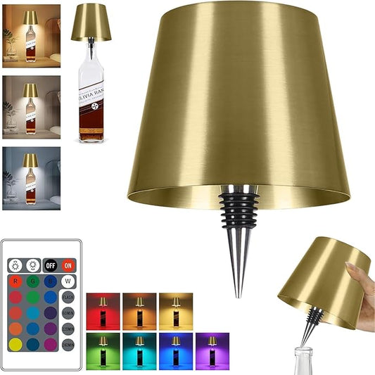 2025 New Wireless Bottle Lamp,RGB LED Bottle Light with Remote(RGB Gold Plating, 1pc)