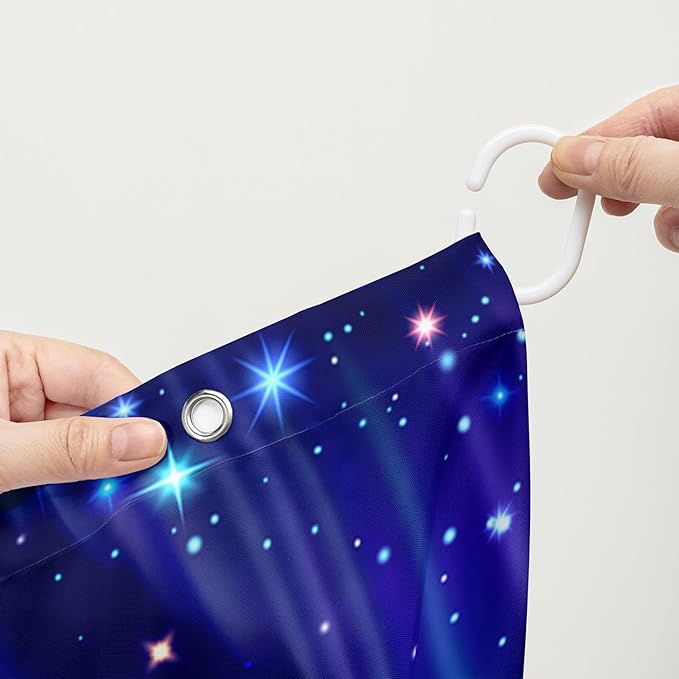 AILONEN Mermaid Shower Curtain for Bathroom,Blue Mermaid Star Girls Kids Bath Curtain 36" W*72" H,Beautiful Mermaid Decorative Waterproof Curtain with 12 Plastic Hooks