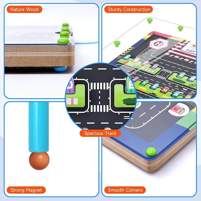 Magnetic Color and Number Maze, Magnetic Alphabet Maze, Magnet Maze Board,Montessori Toys for 3 Year Old，Fine Motor Skills Toys for Toddlers Kids Boys Girls 3 4 5 Years Old Gift (Light Green)