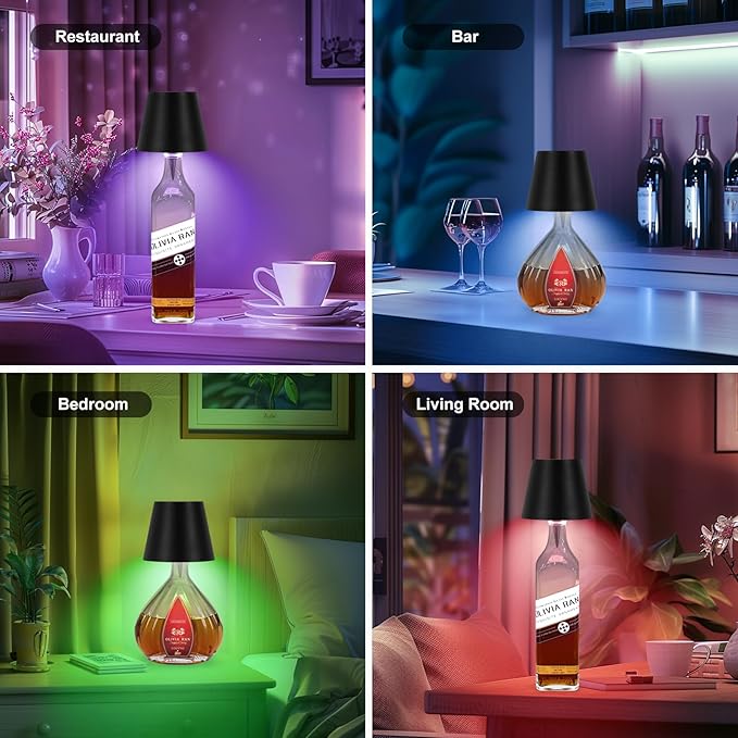2025 New Wireless Bottle Lamp,RGB LED Bottle Light with Remote(RGB Black, 1pc)