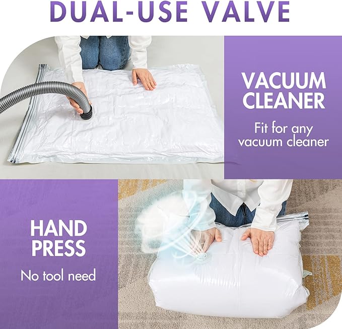 TAILI 12 Pack Combo Vacuum Storage Bags, Vacuum Seal Bags for Clothing (4 Jumbo, 4 Large, 4 Medium), Space Saver for Bulky Beddings, Comforters, Blanket, Closet Organization Space Saving