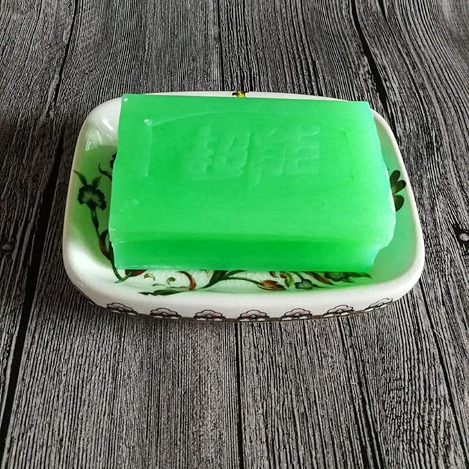 Ceramic Soap Dish - Creative Ice Crack Ceramic Red Flower Pattern Soap Dish Holder for Bathroom and Shower Soap Tray Box with Drain,Gift for Mum Family Christmas