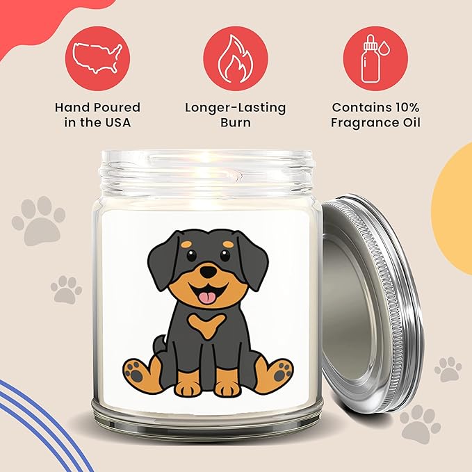 1OAK Lavender Scented Candles - Dog Mom Gifts for Women - Dog Candle - Made in USA (Rottweiler)