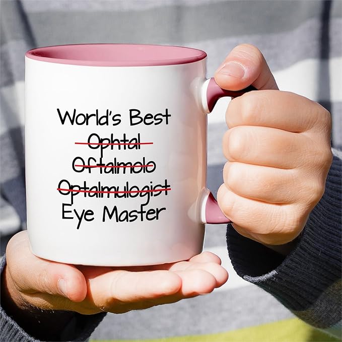 Retreez Funny Mug - World's Best Ophthalmologist Eye Doctor Master Ophthalmology 11 Oz Ceramic Coffee Mugs - Sarcasm Motivational Inspirational birthday gifts - White Mug with Pink Handle and Inner