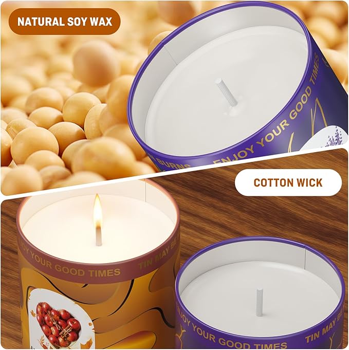 3-Pack Aromatherapy Candle Set - Lavender & Thyme, Apple & Cinnamon, Sandalwood & Rose Scented Candles 4.5oz Each | 25+ Hour Relaxing Long-Lasting Burn | Soy Candles for Home, Gifts & Christmas