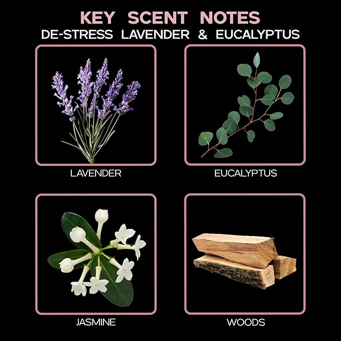 LOVSPA DE-STRESS Lavender & Eucalyptus Essential Oil Reed Diffuser Sticks Set | A Relaxing Blend of Woody Lavender, Sage, Eucalyptus & Rosemary | Made in The USA