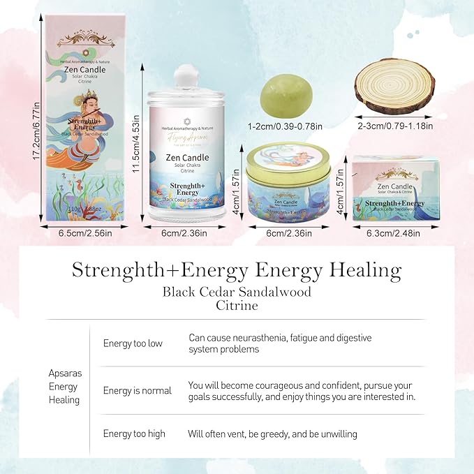 APSARAS Strength+Energy Scented Candles, Black Cedar+Sandalwood Aromatherapy Spring Candle Sets for Women Gift for Bathroom, Jar Non Toxic Soy Candles for Home Scented, 36 Hours Burn Time