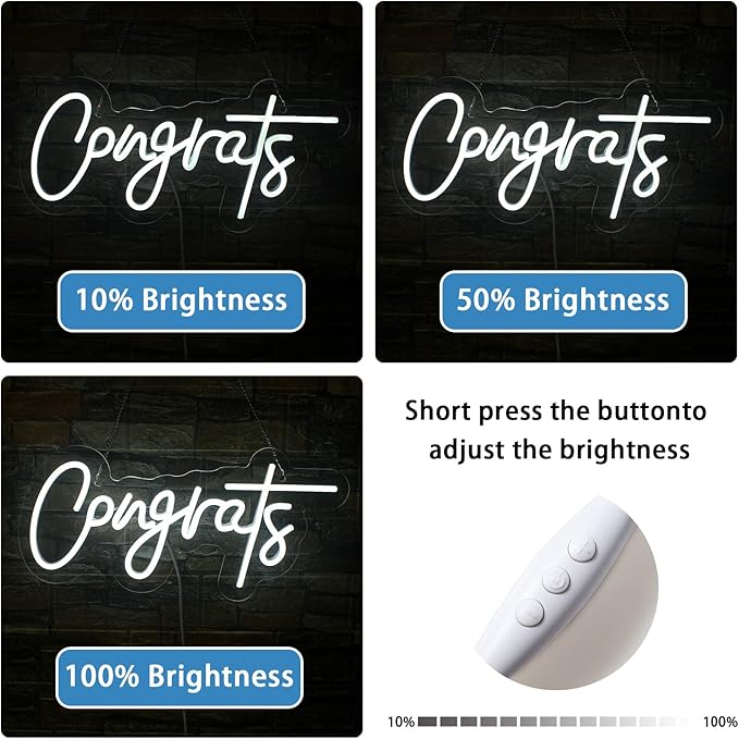 NOSUN Congrats Neon Sign Celebrate Neon Signs for Wall Decor LED Signs Lights for Wall Decor with Dimmable Light Up Signs for Bedroom Bar Club Colleges Wedding Birthday Party Decor Engagement Gifts