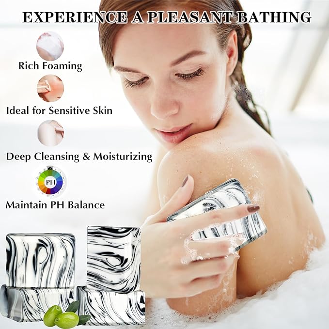 5 Pack Castile Soap Bar Handmade Organic Olive Oil Soap, All Cold Process Natural Bar Soap for Women and Men, Olive and Coconut Oil Infused Keep Skin Silky and Hydrated, 3.53 oz