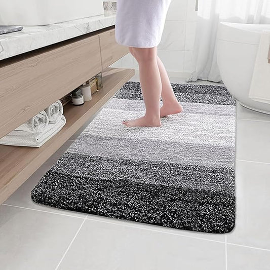 Arotive Microfiber Bathroom Rugs, Shaggy Soft and Absorbent Bath Rug, Non-Slip, Thick Plush Machine Washable Dry Bath Mats for Bathroom, Tub and Shower, 47x32, Black