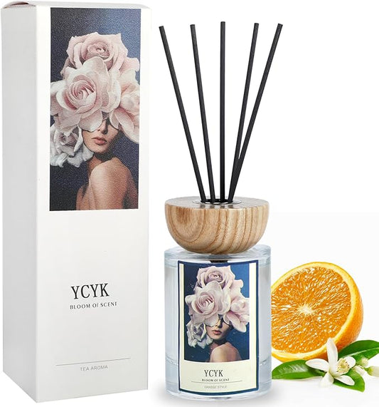 Reed Diffuser Set, 4oz Citrus-White Tea Natural Scent Oil Diffusers Home Fragrance with Reed Diffuser Sticks for Home Office Bathroom Aromatherapy Decor