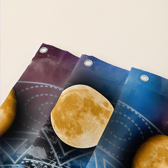 AILONEN Wolf Shower Curtain,Boho Moon Wolf Bath Curtain for Bathroom Decor,Galaxy Wolf Polyester Waterproof Whit 12 Plastic Hooks 60" W*72" H