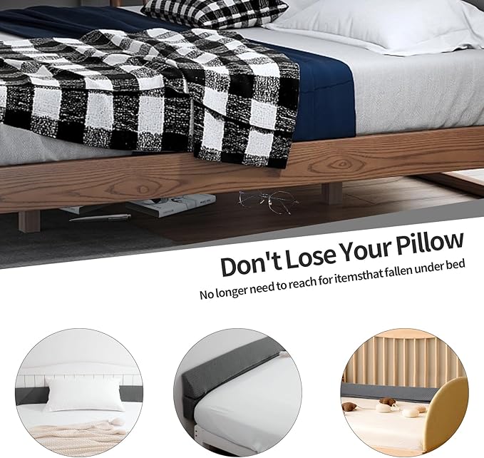 MABOZOO Pillow Wedge for Headboard Gap,Bed Gap Filler Full Size,Foldable Bed Wedge Pillow for Headboard,Grey Bed Wedge Gap Filler,Foam Mattress Gap Filler,54"x6"x6"