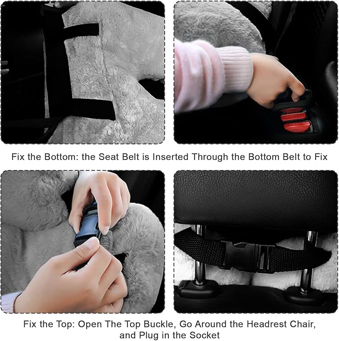 Travel Pillow, Travel Pillow for Kids, Sleeper Hold Pillow Travel, Removable U-Shaped Pillow for Adults and Children to Support Head and Body in The Back Seat of Long Car Trips (Gray)