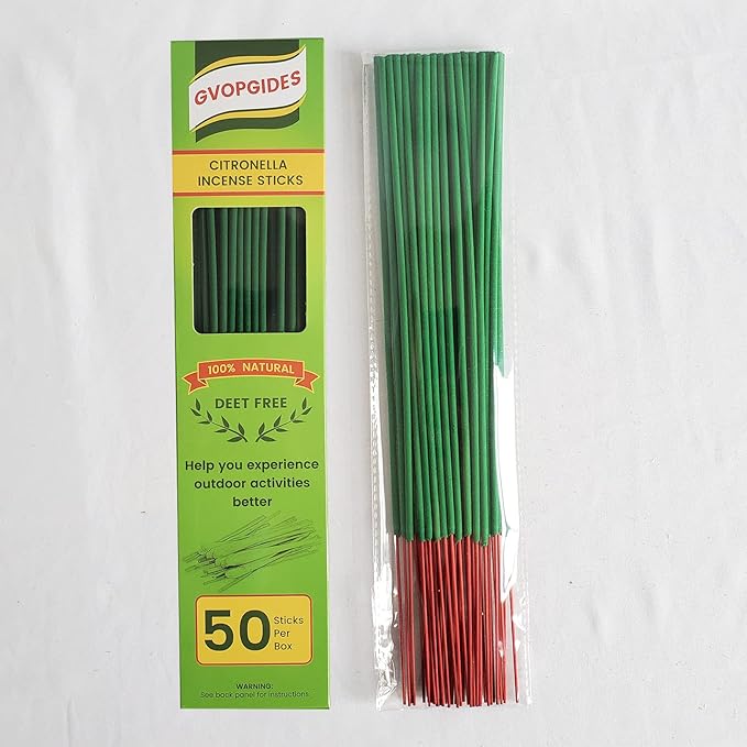 Citronella Incense Sticks 50 Pieces per Box, Made from Natural Plants, Suitable for Outdoors, Indoors, by The Pool, in The Yard