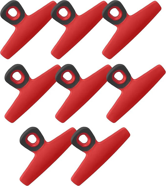 COOK WITH COLOR Wide Heavy Duty Chip Clips - Large Bag Clips for Food Storage with Air Tight Seal Grip, Pack of 8, Red