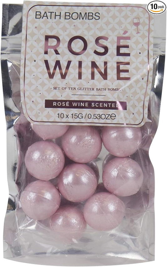 Gift Republic Rosé Scented Bath Bombs Pink Sparkly Mini Bath Fizzies Pampering Gift for Women Mother's Day Birthday Teachers Gift Christmas Pack of 10