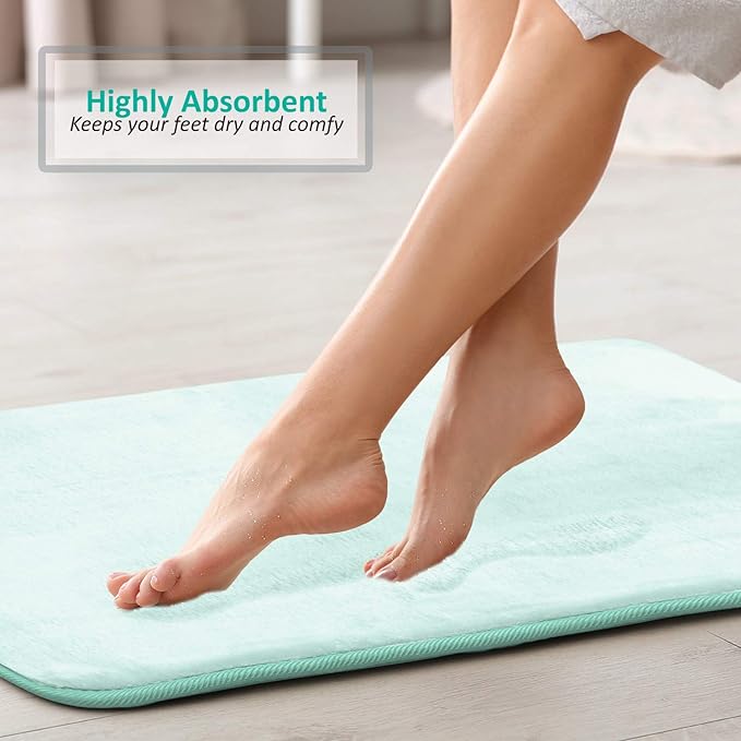 Clara Clark Bathroom Rugs, Velvet Memory Foam Bath Mat, Non-Slip Bath Rugs, Machine Wash, Dries Quickly, Ultra Soft Plush Bath Mats for Bathroom,