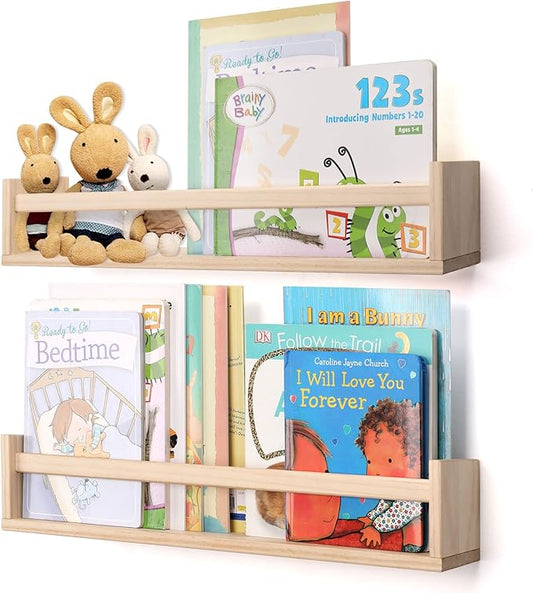 Gneric Floating Shelves for Wall, 23.6 inch Burlywood Nursery Book Shelves, Wall Shelves for Living Room Bedroom Decor,Kitchen Spice Rack,Bathroom Storage Rack(2 Pack)