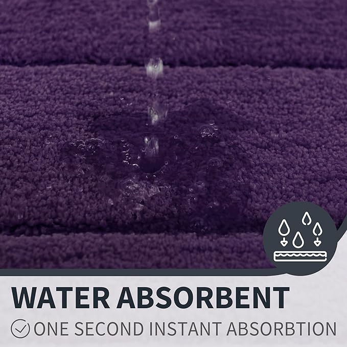 GRANNY SAYS Bathroom Rugs Non Slip Washable, Soft Bath Mats for Bathroom, 16" x 24", Super Absorbent Bath Mat Small Rug, Shaggy Shower Room Floor Mat, Tub, Purple