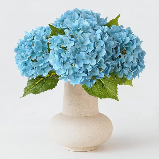 4 Pcs 20'' Turquoise Blue Hydrangea Artificial Flowers Lifelike Real Touch Latex Hydrangeas Faux Flower for Indoor Outdoor Xmas Home Decor Kitchen Table Centerpiece Wedding Flower Arrangement