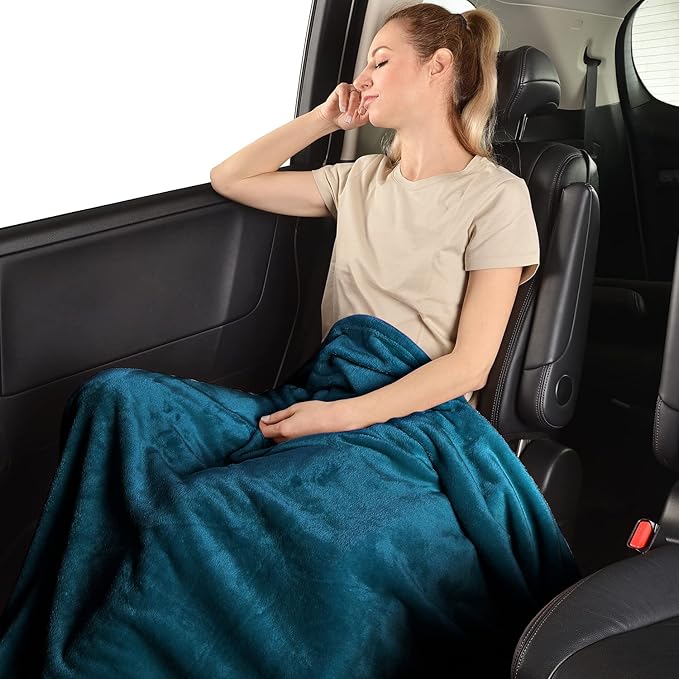 SOCHOW Flannel Fleece Blanket Throw Size, All Season Super Soft Cozy Blanket for Bed or Couch, Blue Coral, 50x60 inches