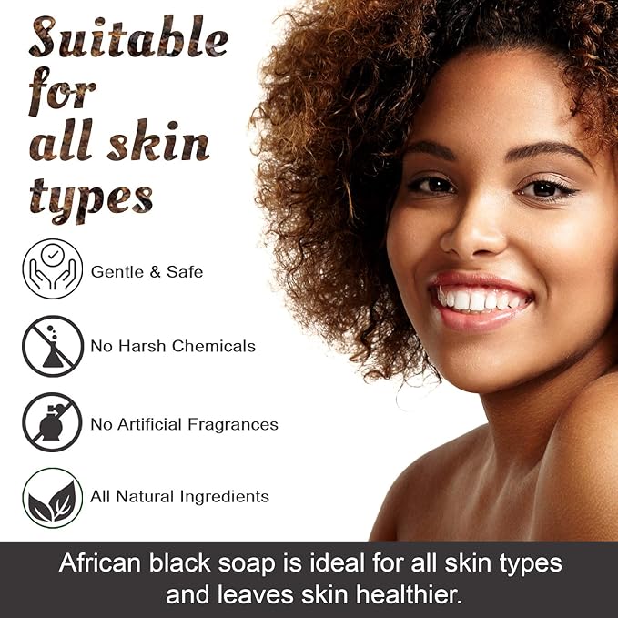 It's Pure Natural African Black Soap Bars with Activated Charcoal (Pack of 3) Organic Raw Soap for Face & Body, Acne Treatment & Dark Spot Remover [Made in Ghana]
